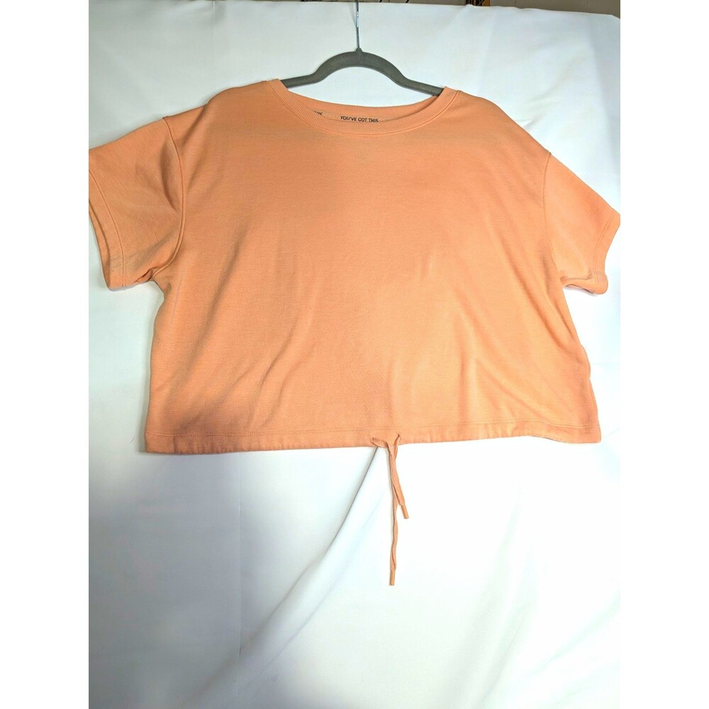 Tek Gear On-the-Go Gear Women's XL Peach Cropped Crew Neck Drawstring Tee